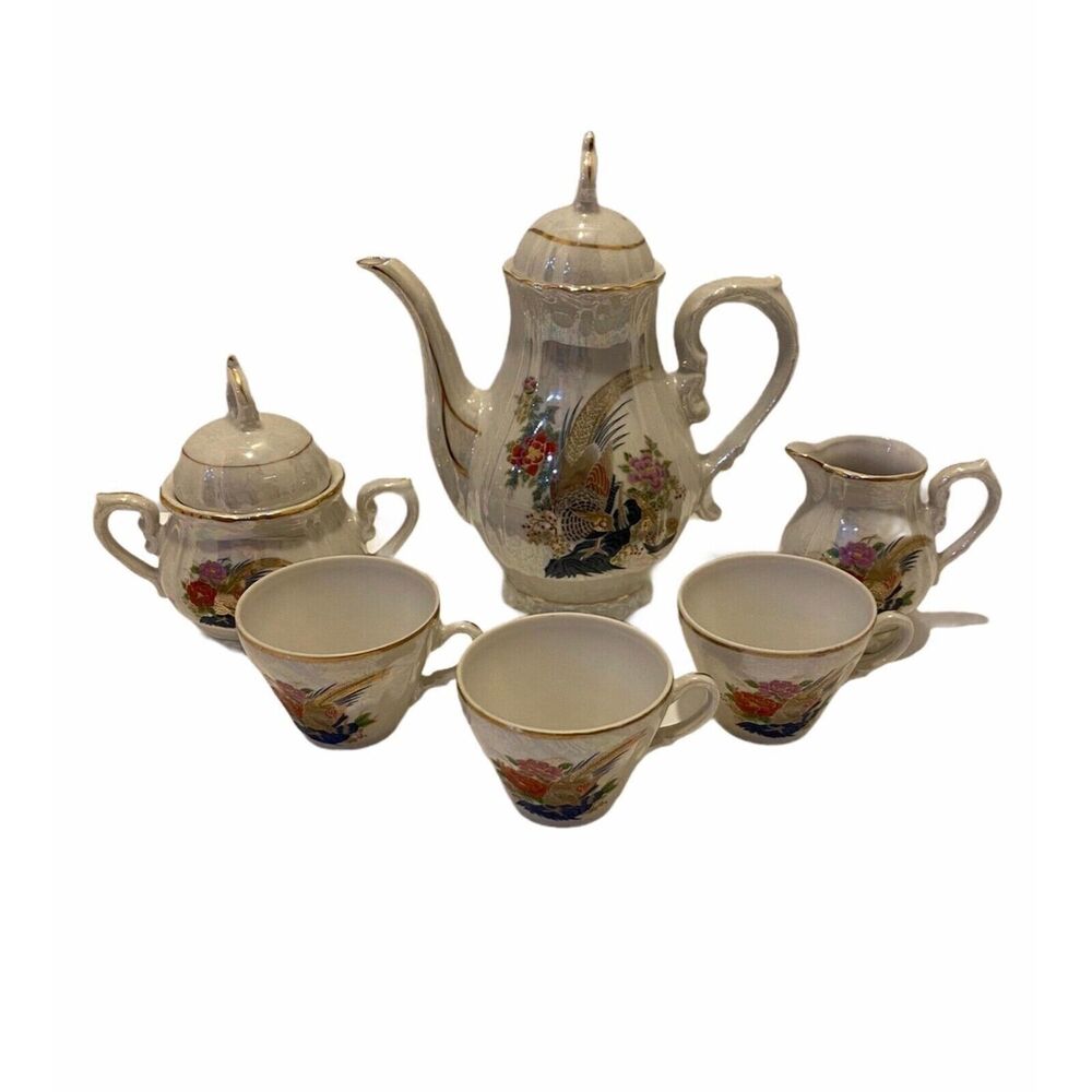 Gold Rim Porcelain Tea Set Vintage 6 Piece With Musical Melodie From Japan